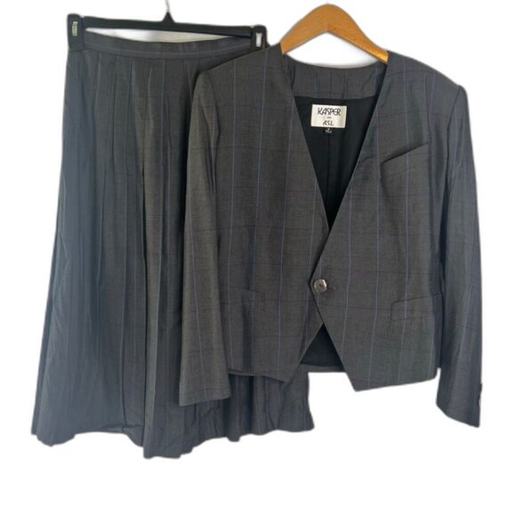 Kasper for ASL Vintage 2 Piece Skirt Suit Set-Blazer & Pleated Skirt Womens Sz 8 - Picture 1 of 12
